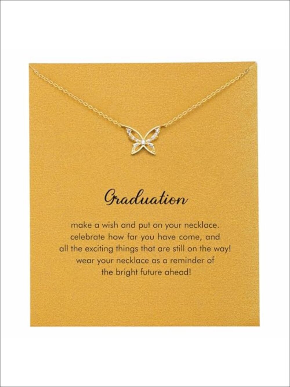 Butterfly Pendant Necklace Brass Gold Plated Adjustable Graduation Gift